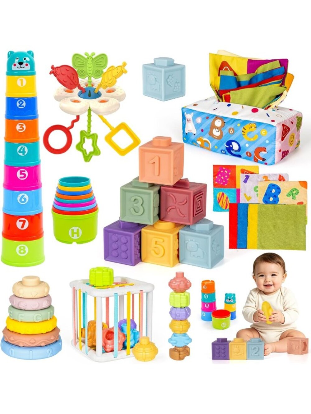 6 in 1 Montessori Toy for Babies Sensory Set for Infant Early Learning Gift